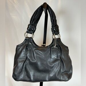 Vintage Coach Parker 13437 Black Leather Kiss-Lock Shoulder Bag Purse 90s